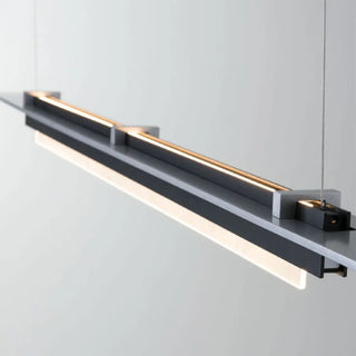 ZOWALA - Contemporary Wood Black Metal Linear Island Light Image - 11