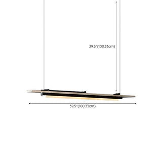 ZOWALA - Contemporary Wood Black Metal Linear Island Light #size