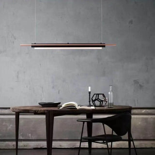 ZOWALA - Contemporary Wood Black Metal Linear Island Light Image - 3