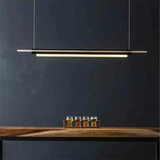 ZOWALA - Contemporary Wood Black Metal Linear Island Light Image - 4