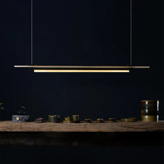 ZOWALA - Contemporary Wood Black Metal Linear Island Light Image - 6