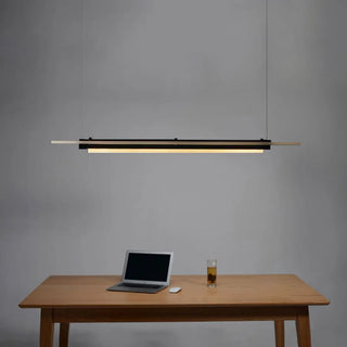 ZOWALA - Contemporary Wood Black Metal Linear Island Light Image - 7