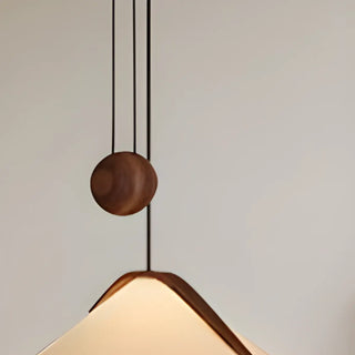 ZOWALA - Contemporary Cone Fabric Wood Bedroom Walnut Pendant Light Image - 6
