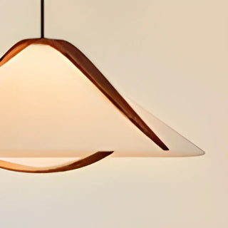 ZOWALA - Contemporary Cone Fabric Wood Bedroom Walnut Pendant Light Image - 7