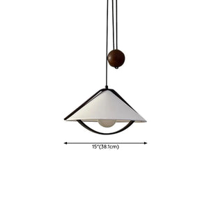 ZOWALA - Contemporary Cone Fabric Wood Bedroom Walnut Pendant Light #size