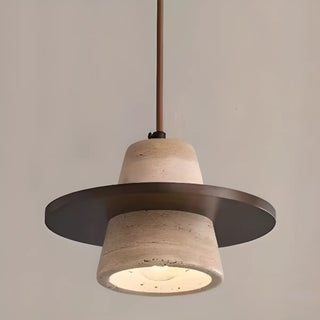ZOWALA - Contemporary Globe Wood Stone Bedroom Walnut Pendant Light Image - 12