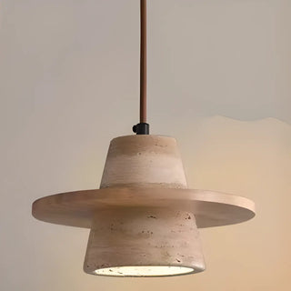 ZOWALA - Contemporary Globe Wood Stone Bedroom Walnut Pendant Light Image - 14
