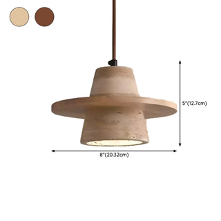 ZOWALA - Contemporary Globe Wood Stone Bedroom Walnut Pendant Light Image - 27