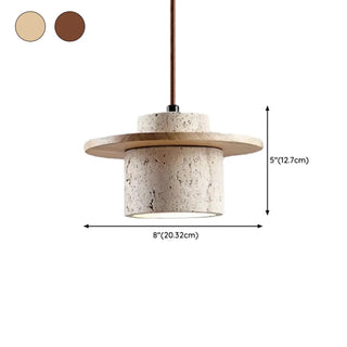ZOWALA - Contemporary Globe Wood Stone Bedroom Walnut Pendant Light Image - 28