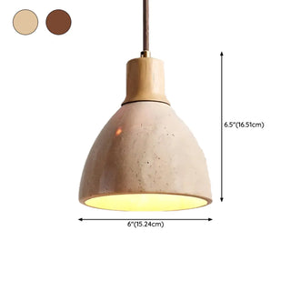 ZOWALA - Contemporary Globe Wood Stone Bedroom Walnut Pendant Light Image - 31