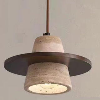 ZOWALA - Contemporary Globe Wood Stone Bedroom Walnut Pendant Light Image - 9