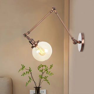ZOWALA - Contemporary Swing Arm Ball Adjustable Glass Wall Sconce Image - 16