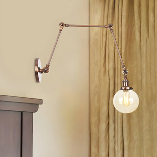 ZOWALA - Contemporary Swing Arm Ball Adjustable Glass Wall Sconce Image - 2