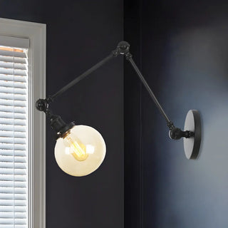 ZOWALA - Contemporary Swing Arm Ball Adjustable Glass Wall Sconce Image - 4