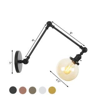 ZOWALA - Contemporary Swing Arm Ball Adjustable Glass Wall Sconce #size