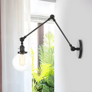 ZOWALA - Contemporary Swing Arm Ball Adjustable Glass Wall Sconce Image - 7