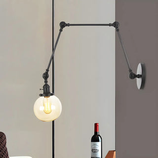 ZOWALA - Contemporary Swing Arm Ball Adjustable Glass Wall Sconce Image - 9