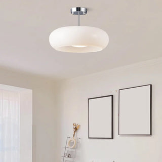 ZOWALA - Coppery Orange Drum Glass Semi-Flush Mount Light Image - 10