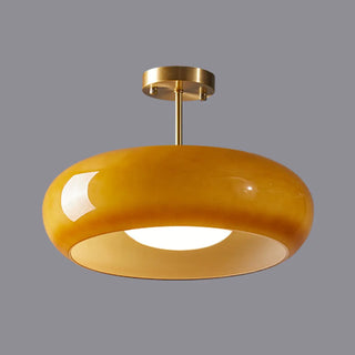 ZOWALA - Coppery Orange Drum Glass Semi-Flush Mount Light Image - 13