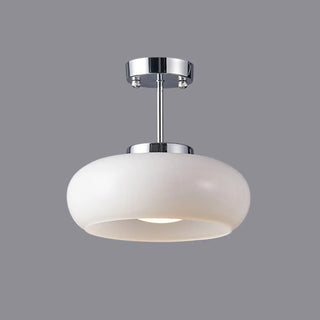 ZOWALA - Coppery Orange Drum Glass Semi-Flush Mount Light Image - 17