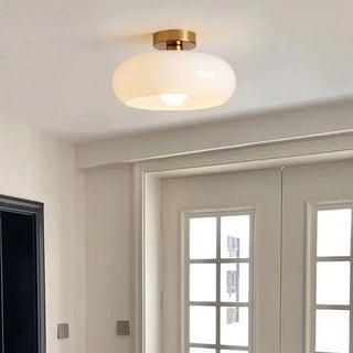 ZOWALA - Coppery Orange Drum Glass Semi-Flush Mount Light Image - 2