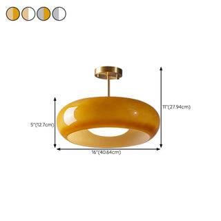 ZOWALA - Coppery Orange Drum Glass Semi-Flush Mount Light Image - 21