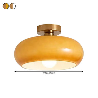 ZOWALA - Coppery Orange Drum Glass Semi-Flush Mount Light Image - 22
