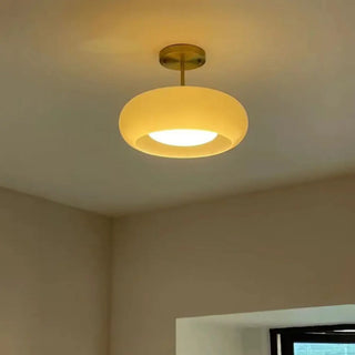 ZOWALA - Coppery Orange Drum Glass Semi-Flush Mount Light Image - 3