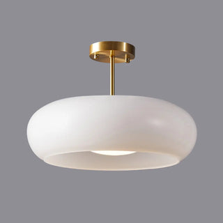 ZOWALA - Coppery Orange Drum Glass Semi-Flush Mount Light Image - 4