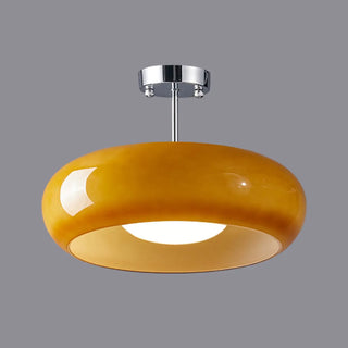 ZOWALA - Coppery Orange Drum Glass Semi-Flush Mount Light Image - 5