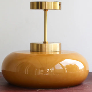 ZOWALA - Coppery Orange Drum Glass Semi-Flush Mount Light Image - 6