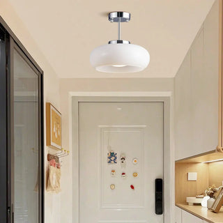 ZOWALA - Coppery Orange Drum Glass Semi-Flush Mount Light Image - 9