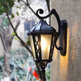 Country Lantern Glass External Black Mini Wall Sconce Zawala Image - 2