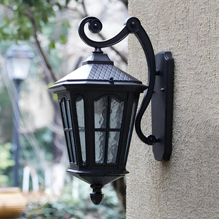 Country Lantern Glass External Black Mini Wall Sconce Zawala Image - 3