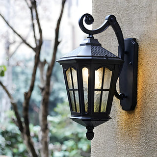 Country Lantern Glass External Black Mini Wall Sconce Zawala Image - 4