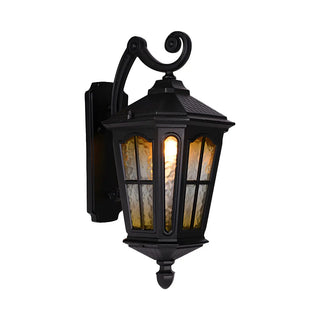 Country Lantern Glass External Black Mini Wall Sconce Zawala Image - 5