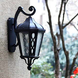 Country Lantern Glass External Black Mini Wall Sconce Zawala Image - 6