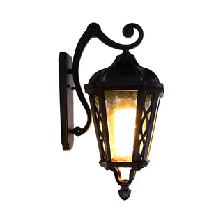 Country Lantern Glass External Black Mini Wall Sconce Zawala Image - 7
