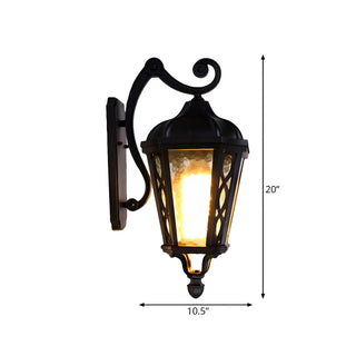 Country Lantern Glass External Black Mini Wall Sconce Zawala #size