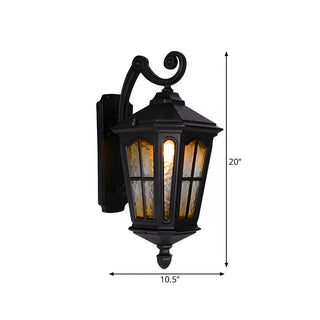 Country Lantern Glass External Black Mini Wall Sconce Zawala Image - 9