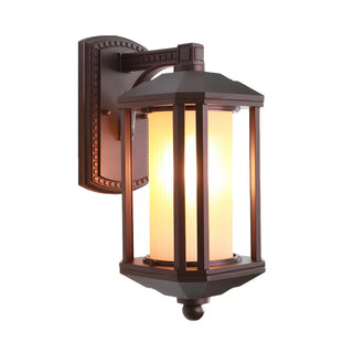 Country Cylinder Frosted Glass External LED Wall Lamp Image - 3
