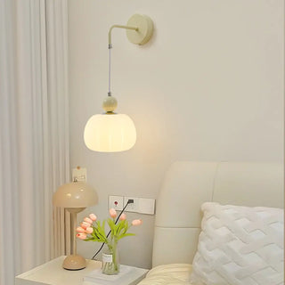 Bedroom Cream Yellow Pumpkin Pendant Wall Sconce Zawala Image - 1