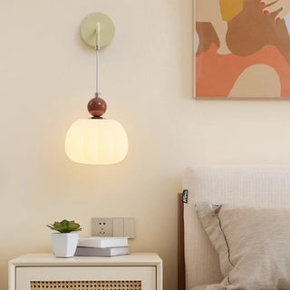 Bedroom Cream Yellow Pumpkin Pendant Wall Sconce Zawala Image - 2
