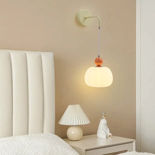Bedroom Cream Yellow Pumpkin Pendant Wall Sconce Zawala Image - 3