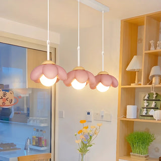 ZOWALA - Playful 3-Light Pink Flower Island Pendant Light Image - 2