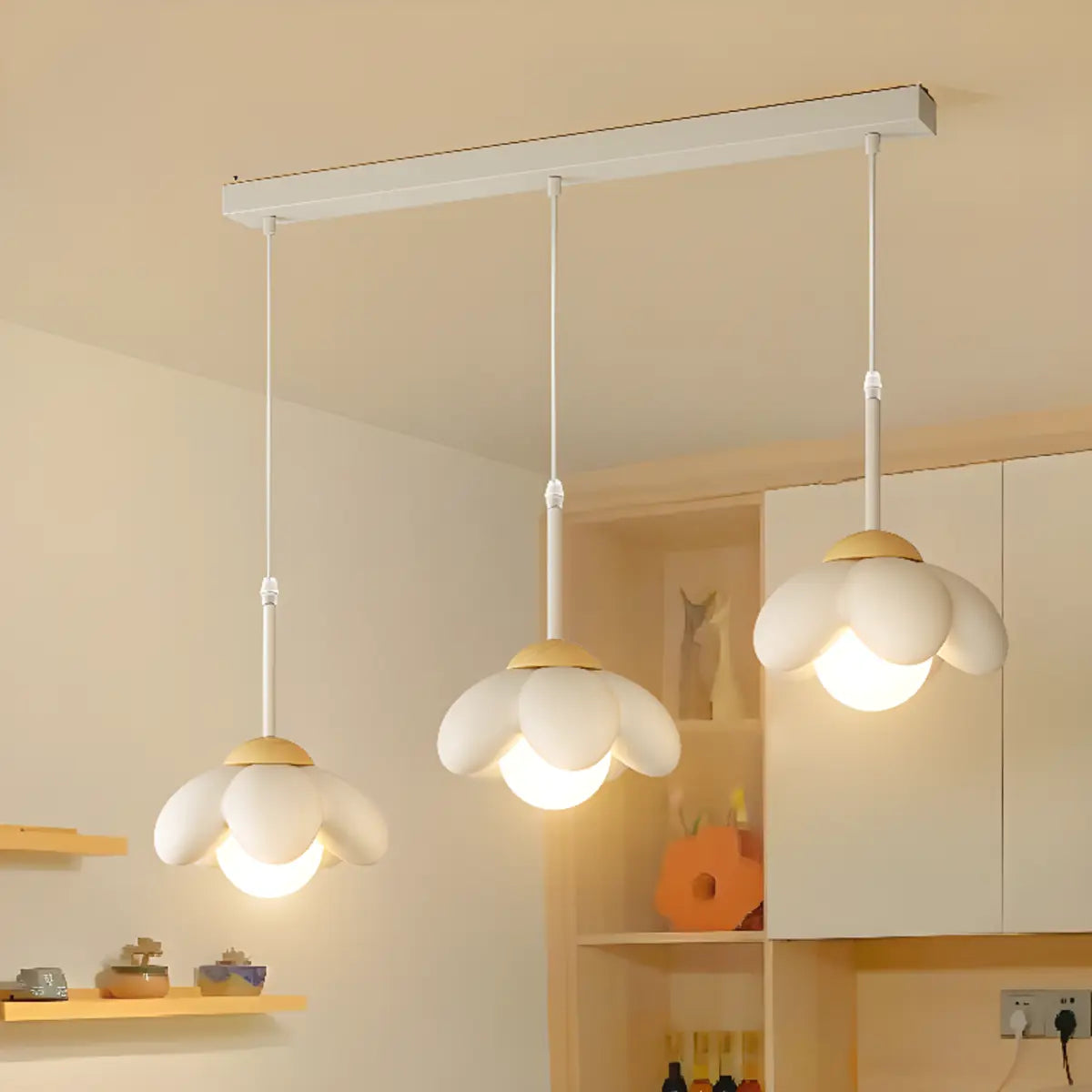 3-Light White Flower Island Light