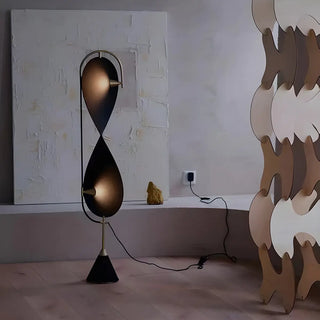 Creative Black Hourglass Metal LED Floor Lamp Zawala Image - 7