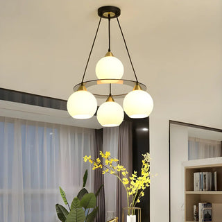 ZOWALA - Creative Globe Glass Dining Room Black Gold Chandelier Image - 2