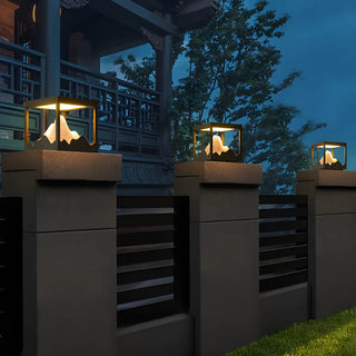 Creative Black Cube Frame Hill Decor Metal Outdoor Lamp Zawala Image - 1