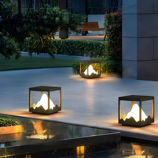 Creative Black Cube Frame Hill Decor Metal Outdoor Lamp Zawala Image - 13